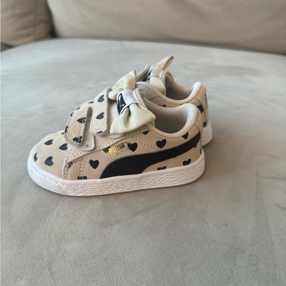 Puma SUEDE CLASSIC RE-BOW V TODDLER'S SHOES IN ALPINE SNOW- BLACK